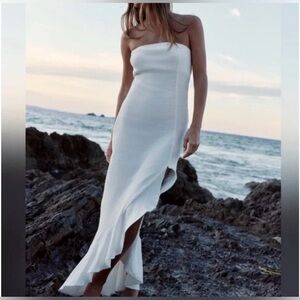 FP Made Me Blush Midi Strapless White Dress Sz XL